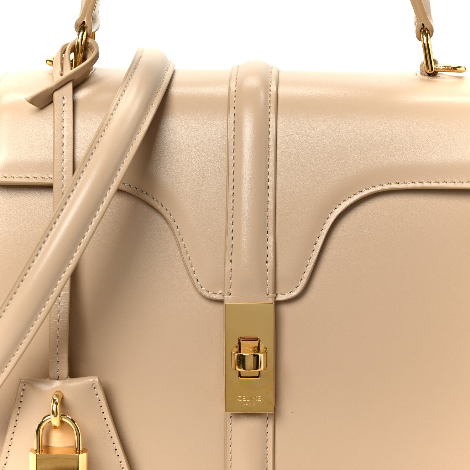 Celine Satinated Calfskin Small 16 Top Handle Bag Nude 11 of 14
