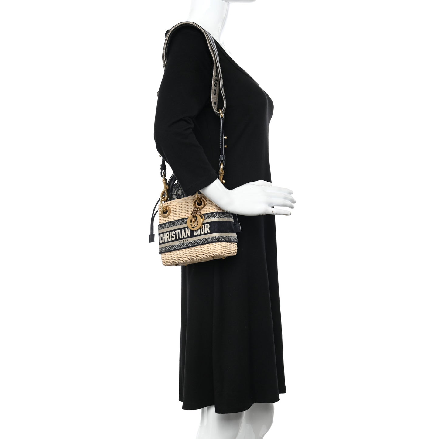 Wicker Oblique Mini Lady Dior Bag Blue