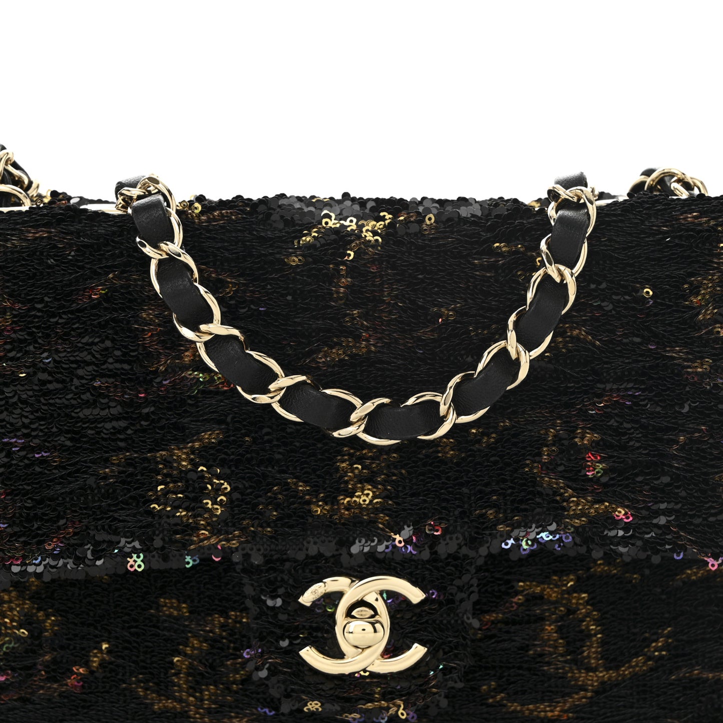 Sequin CC Small Single Flap Black Multicolor
