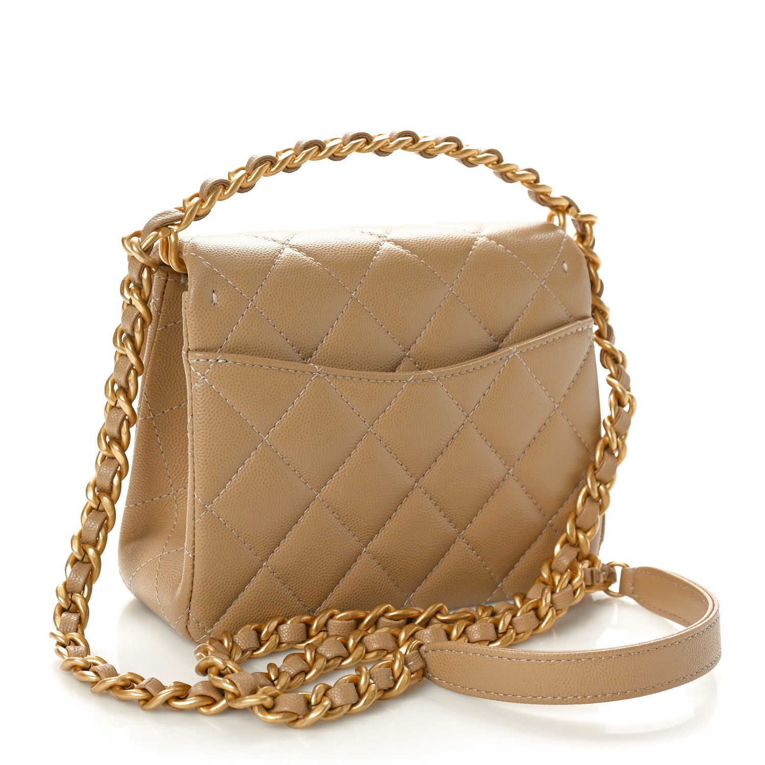 Chanel Caviar Quilted 31 Rue Cambon Mini Top Handle Flap Dark Beige 3 of 10