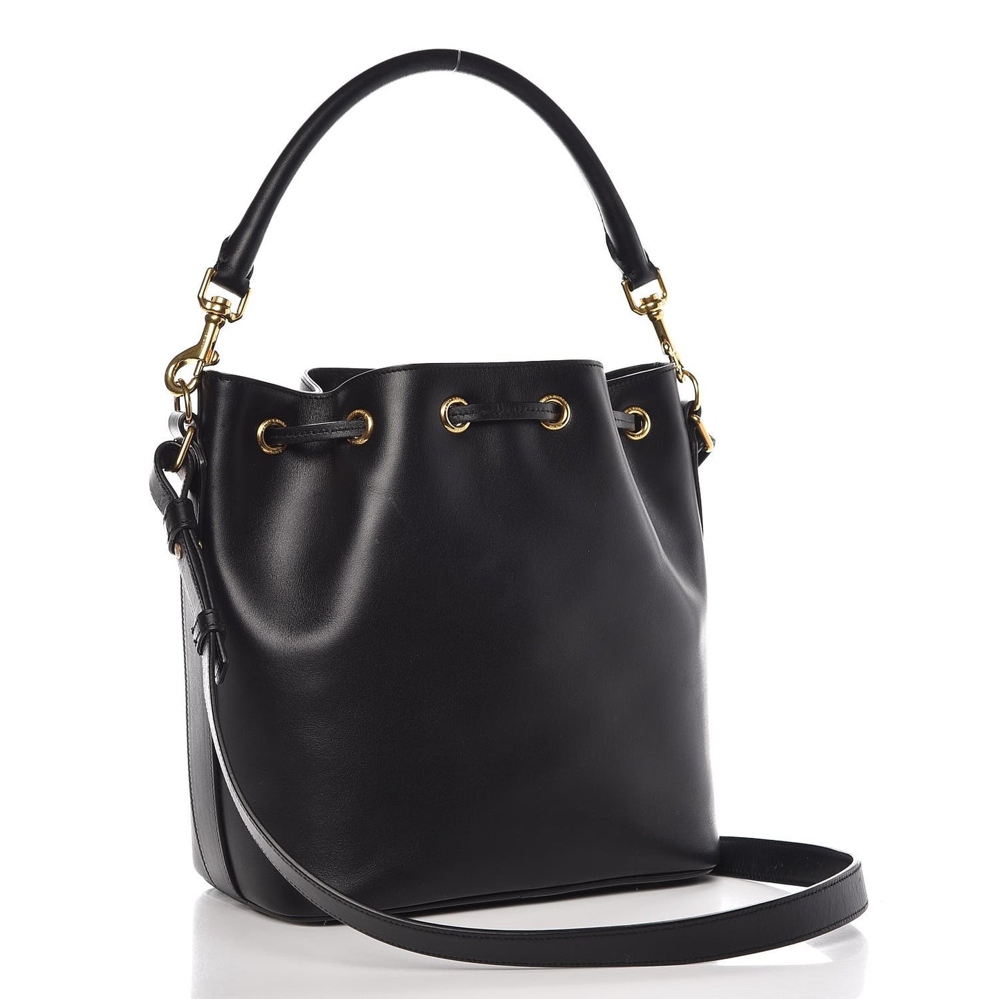 Calfskin Medium Emmanuelle Bucket Bag Black