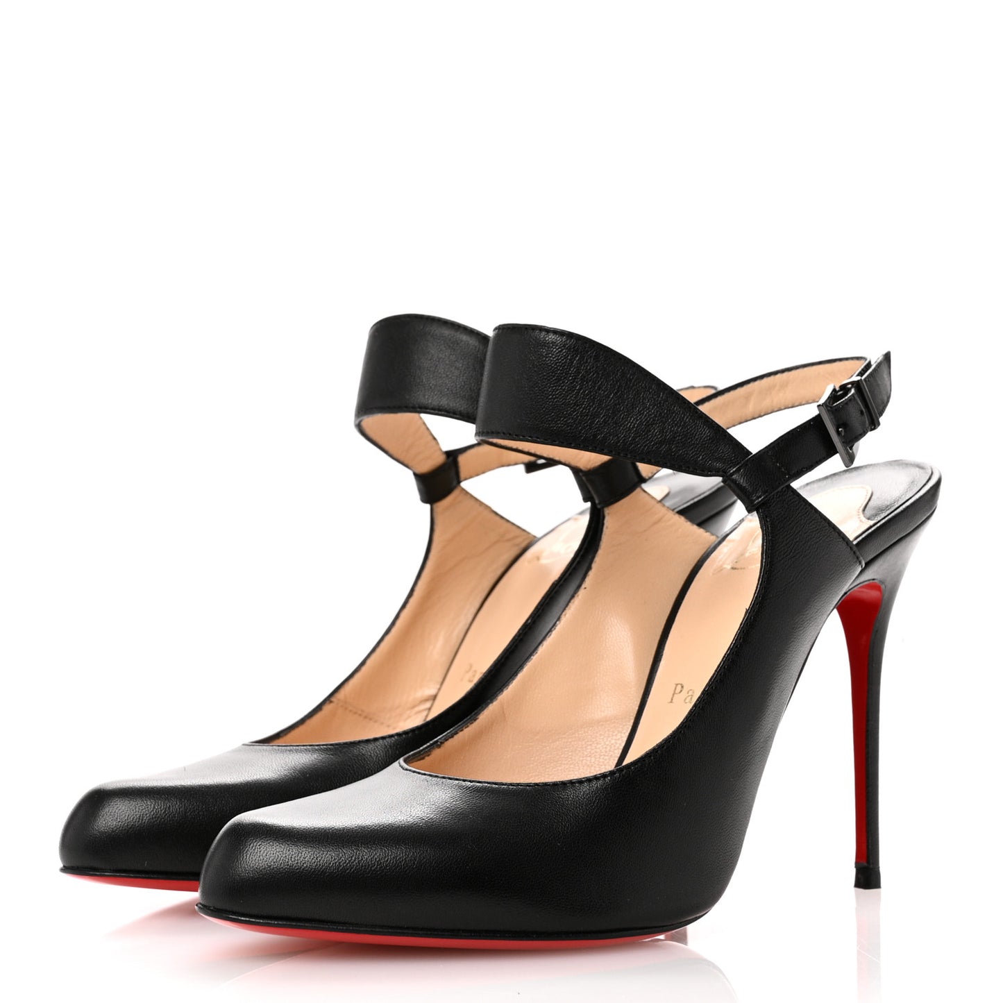 Nappa Hippique 100 Slingback Heels 38 Black