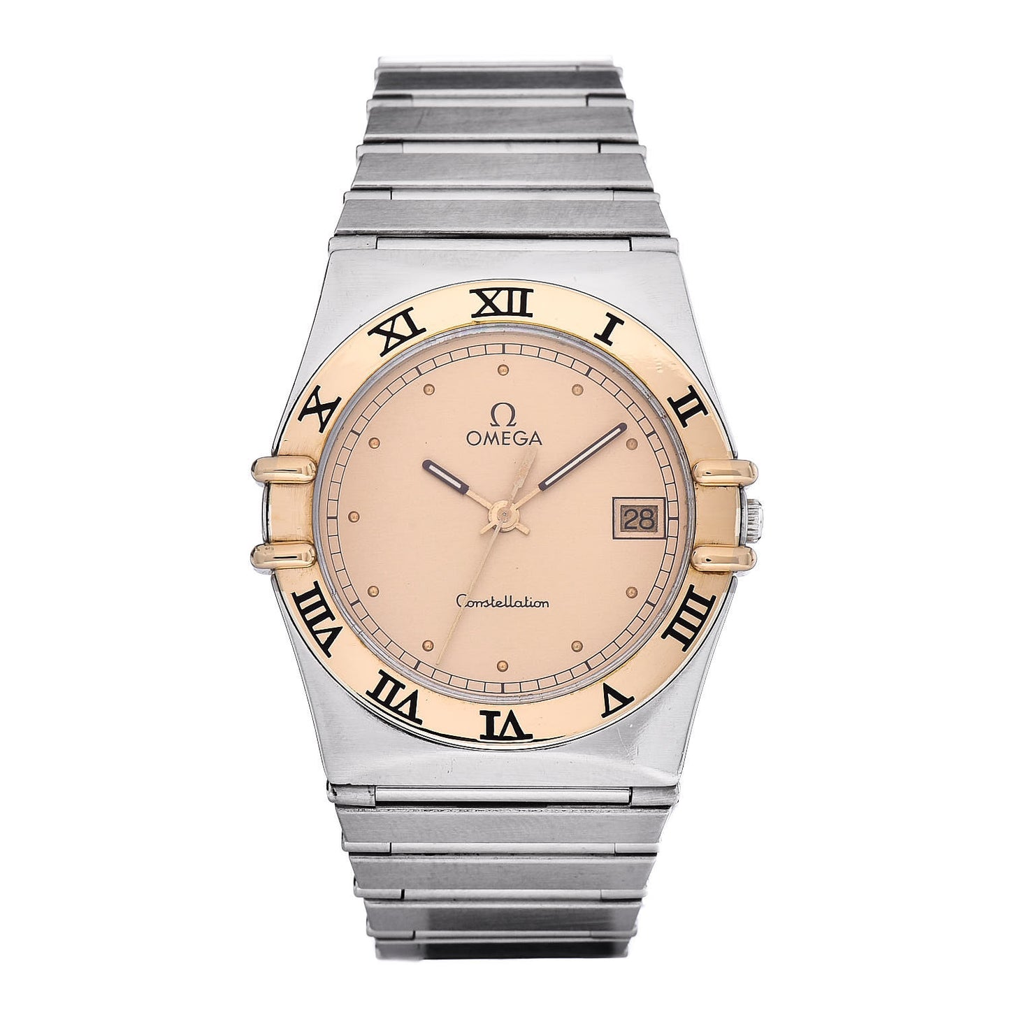 Stainless Steel 18K Yellow Gold 33mm Constellation Quartz Watch Champagne 396.1075
