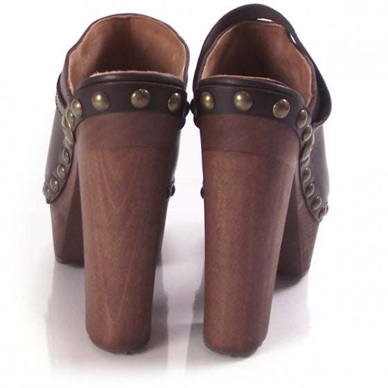 Leather Studded Clogs 36.5