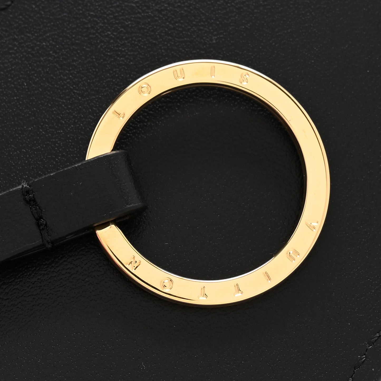 Calfskin LV Script Cloche Cles Bag Charm Black