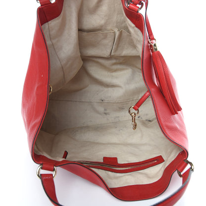 Gucci Pebbled Calfskin Large Soho Shoulder Bag Red 5 of 17