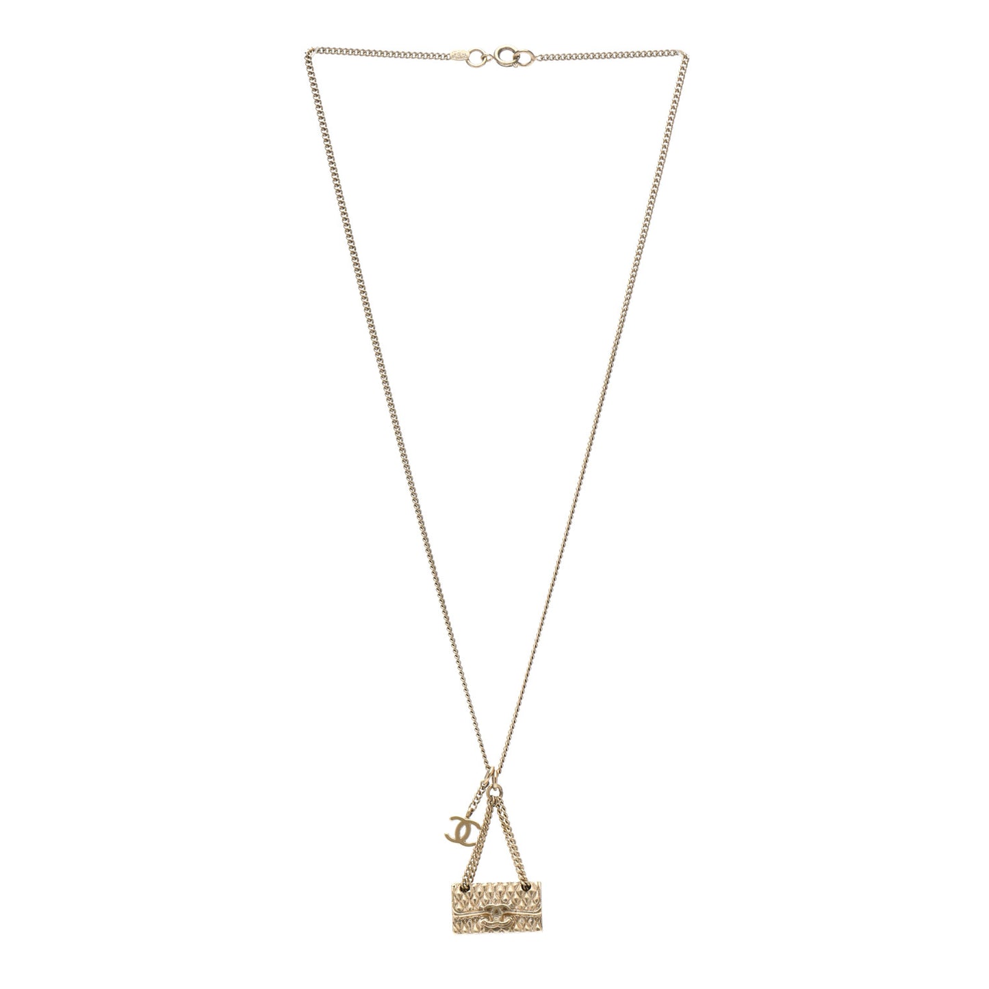 Metal Flap Bag Necklace Gold