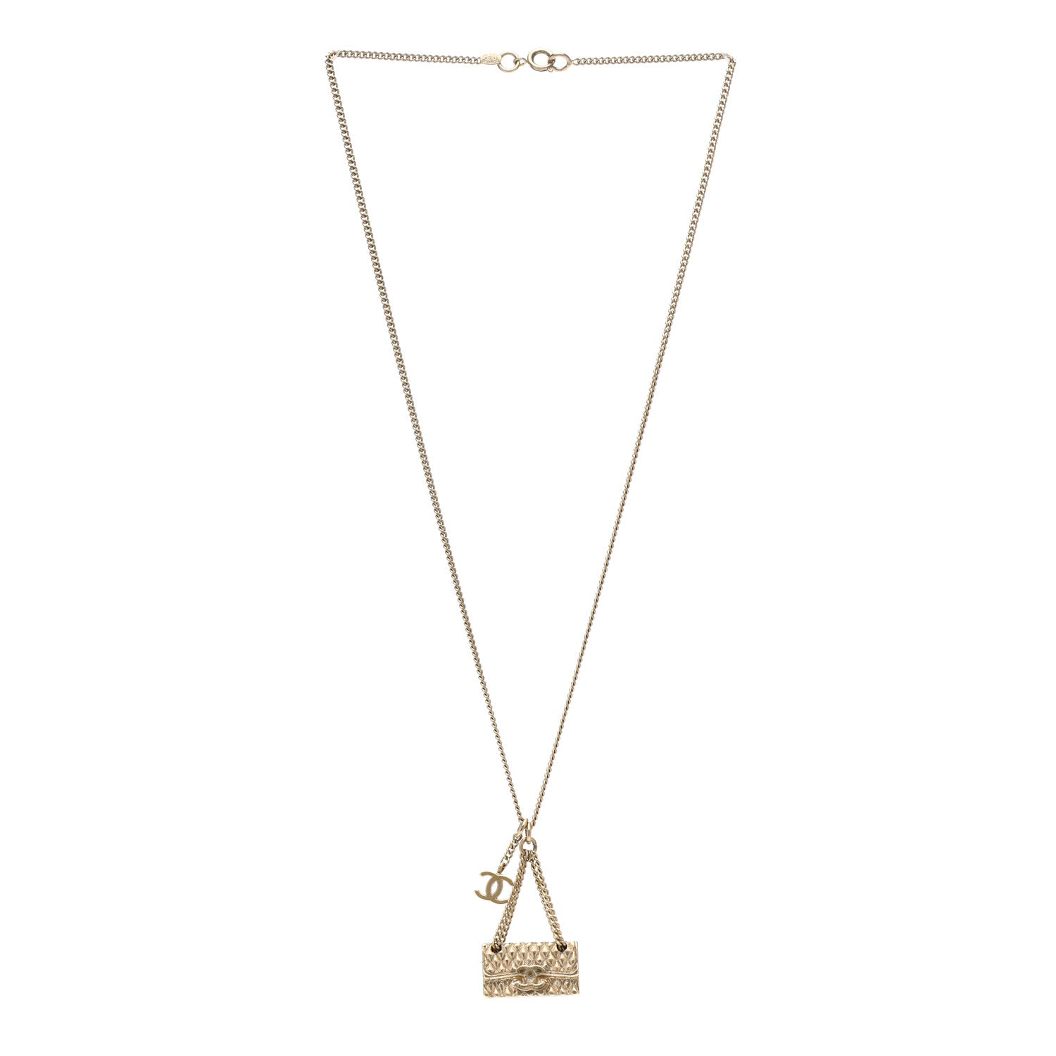 Chanel Metal Flap Bag Necklace Gold 3 of 4
