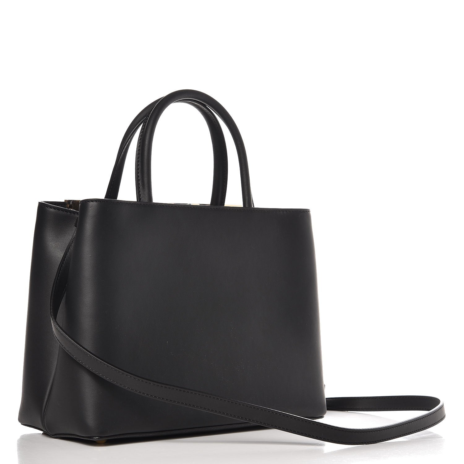 Fendi Vitello Century Metal Monster Eyes Petite 2Jours Tote Black 3 of 8