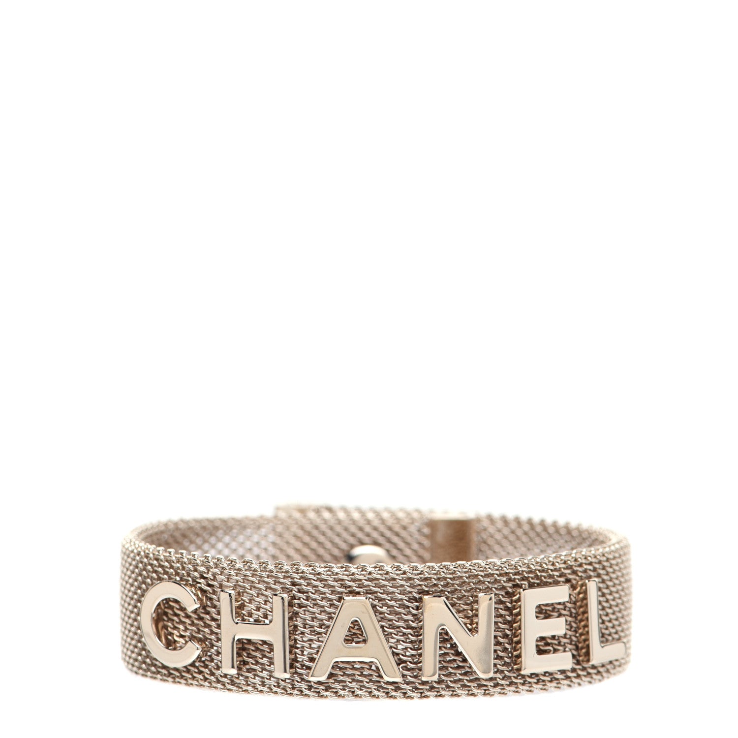 Chanel Metal Mesh Logo Bracelet Gold 1 of 9