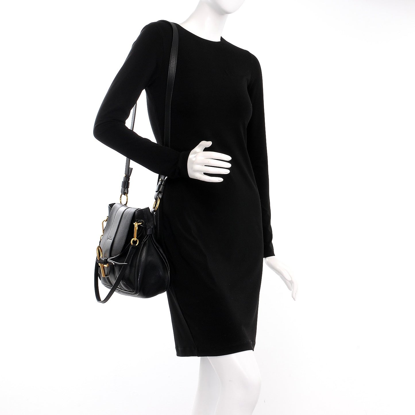 Grained Lambskin Calfskin Medium Lexa Shoulder Bag Black