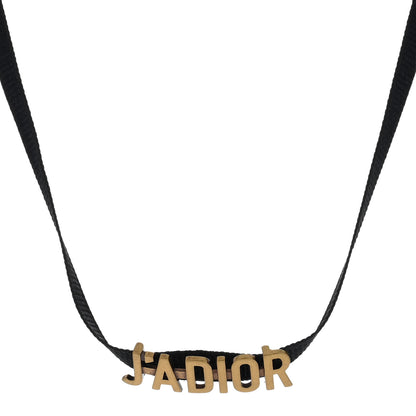 Christian Dior Grosgrain Ribbon J'Adior Logo Choker Necklace Black 1 of 4