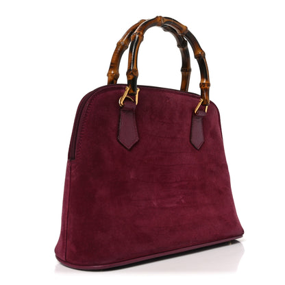 Gucci Suede Bamboo Handle Dome Bag Burgundy 3 of 10