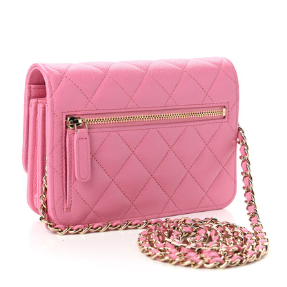 Chanel Caviar Quilted Mini Wallet On Chain WOC Pink 3 of 11