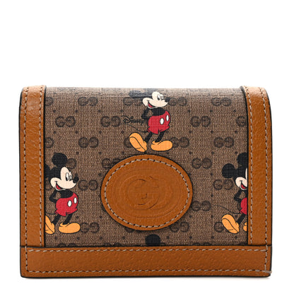 Gucci X DISNEY Mini Vintage GG Supreme Monogram Mickey Mouse Card Holder Wallet Beige Vintage Sun Oil 1 of 6