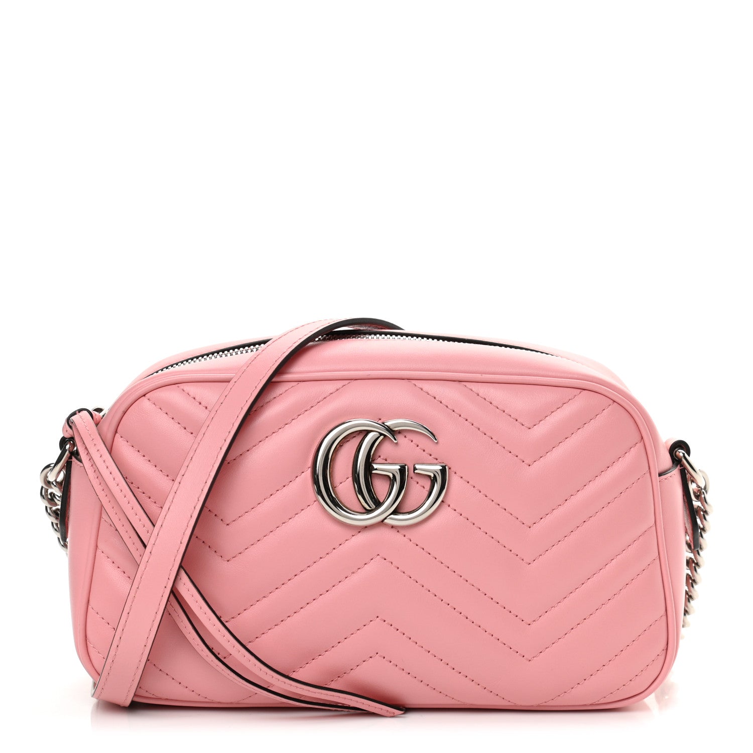 Gucci Calfskin Matelasse Small GG Marmont Chain Shoulder Bag Wild Rose 1 of 13