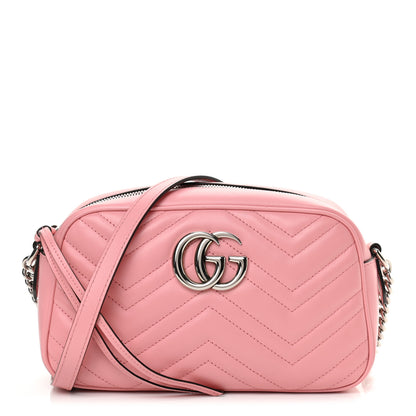 Gucci Calfskin Matelasse Small GG Marmont Chain Shoulder Bag Wild Rose 1 of 13