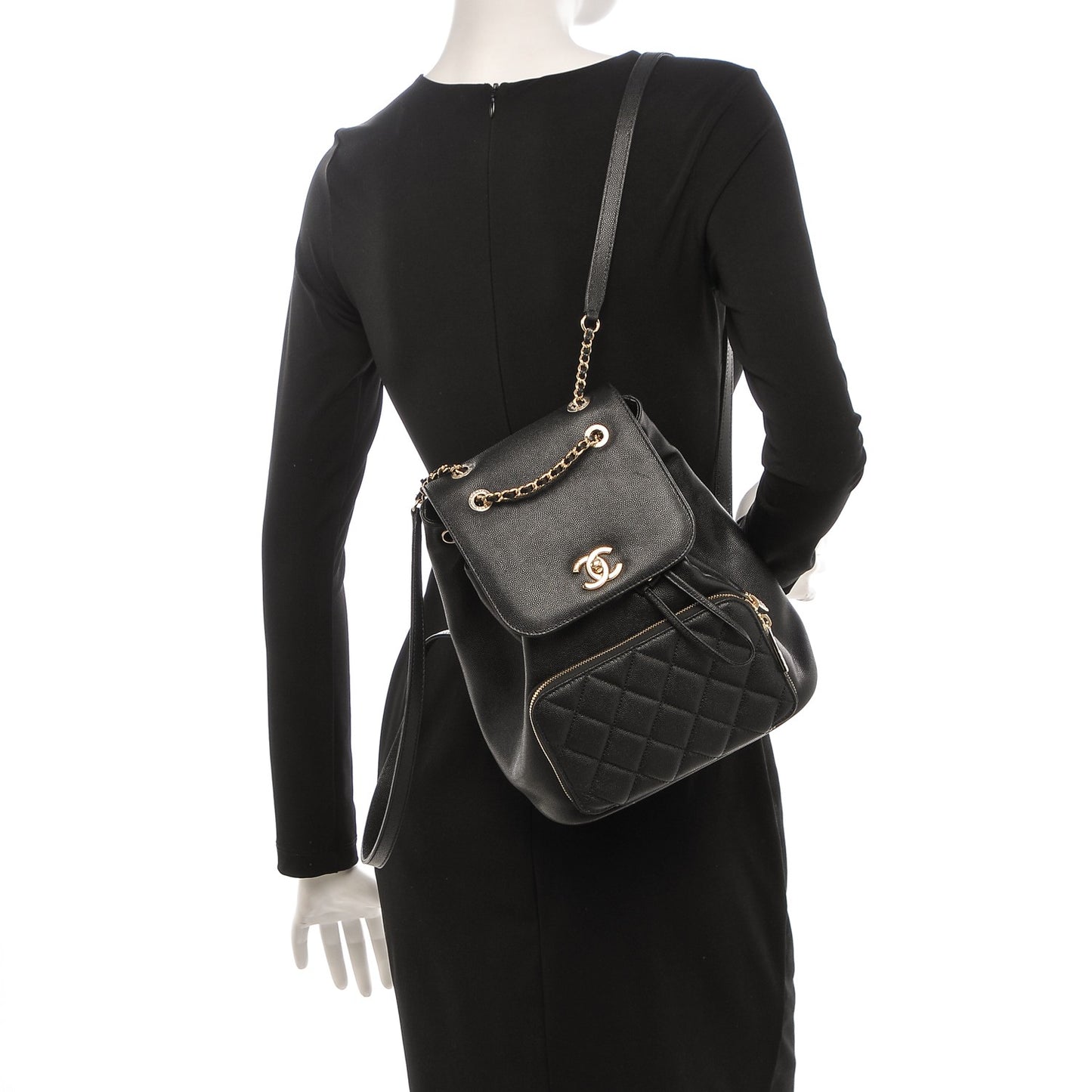 Caviar Quilted Business Affinity Backpack Black