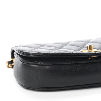 Chanel Calfskin Quilted Coco Mail Clutch With Chain Black 9 of 10