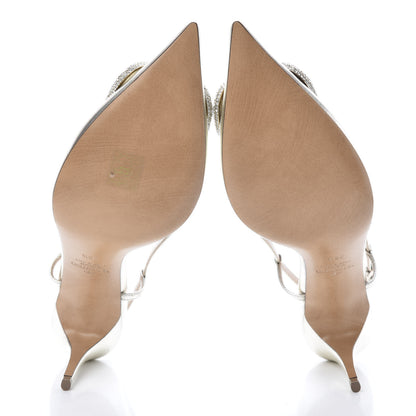 Valentino Garavani Metallic Nappa Crystal Vlogo Glow Slingback 80mm Pumps 38.5 Platino 5 of 8