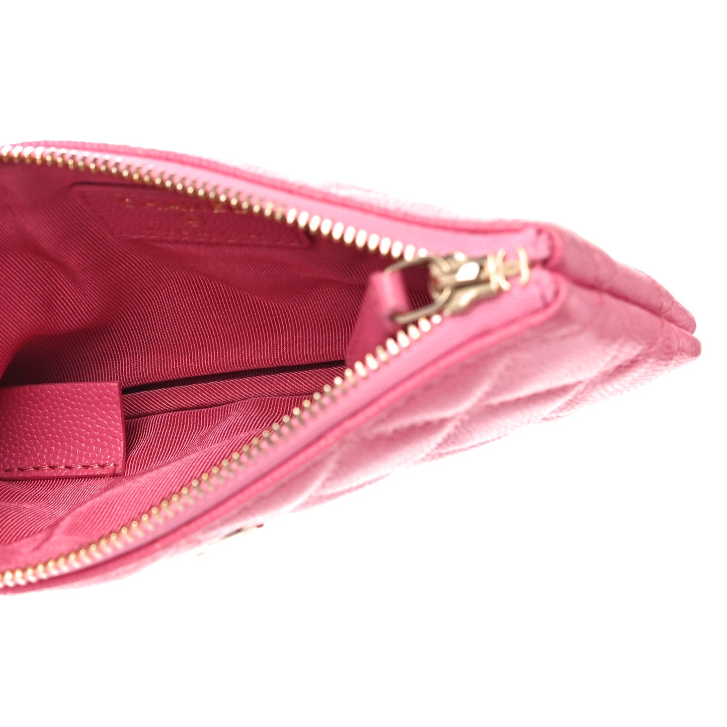 Caviar Quilted Small Cosmetic Case Pink