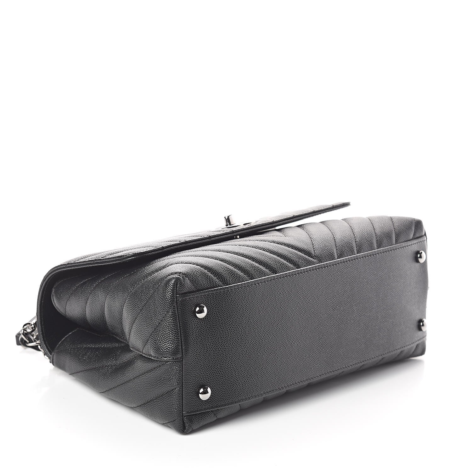 Chanel Caviar Chevron Quilted Small Coco Handle Flap Black 4 of 9