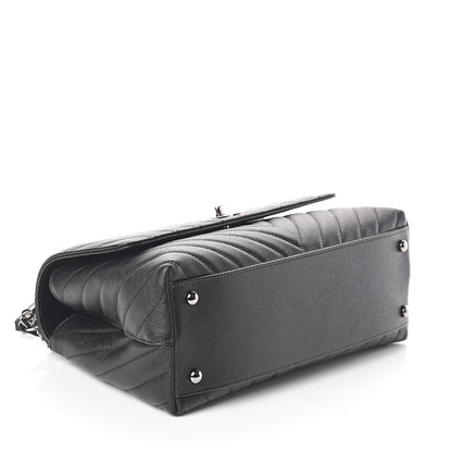 Chanel Caviar Chevron Quilted Small Coco Handle Flap Black 4 of 9