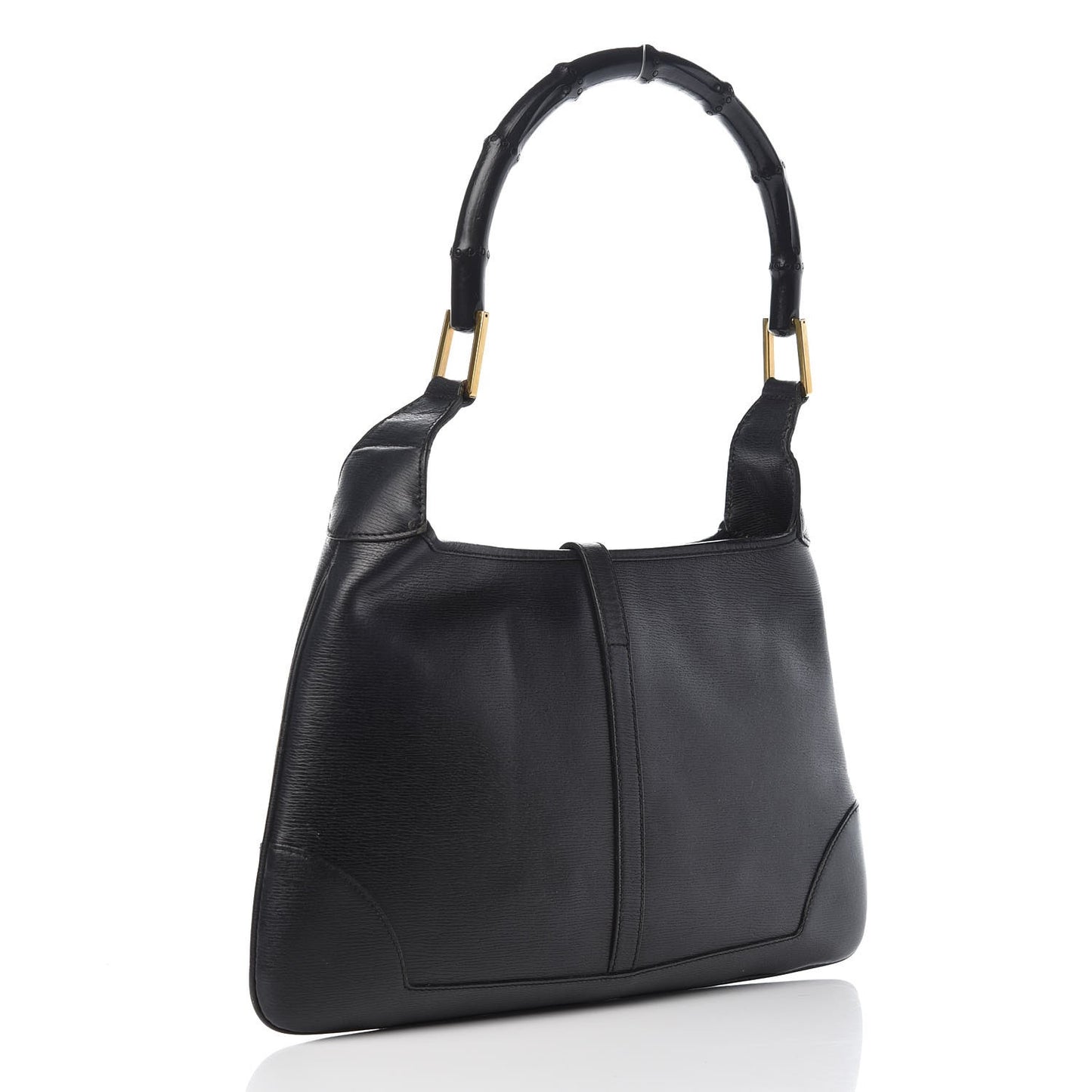Calfskin Lobster Clasp Lock Jackie O Hobo Black