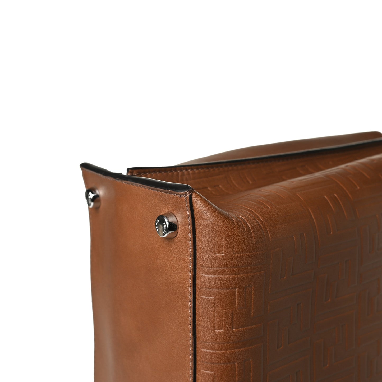 Smooth Calfskin FF Embossed Sfumate Large Mens Peekaboo Iconic Essential Satchel Cuoio