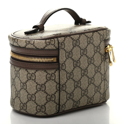 Gucci GG Supreme Monogram Textured Calfskin Web Ophidia Vanity Cosmetic Case Beige Ebony New Acero 3 of 7