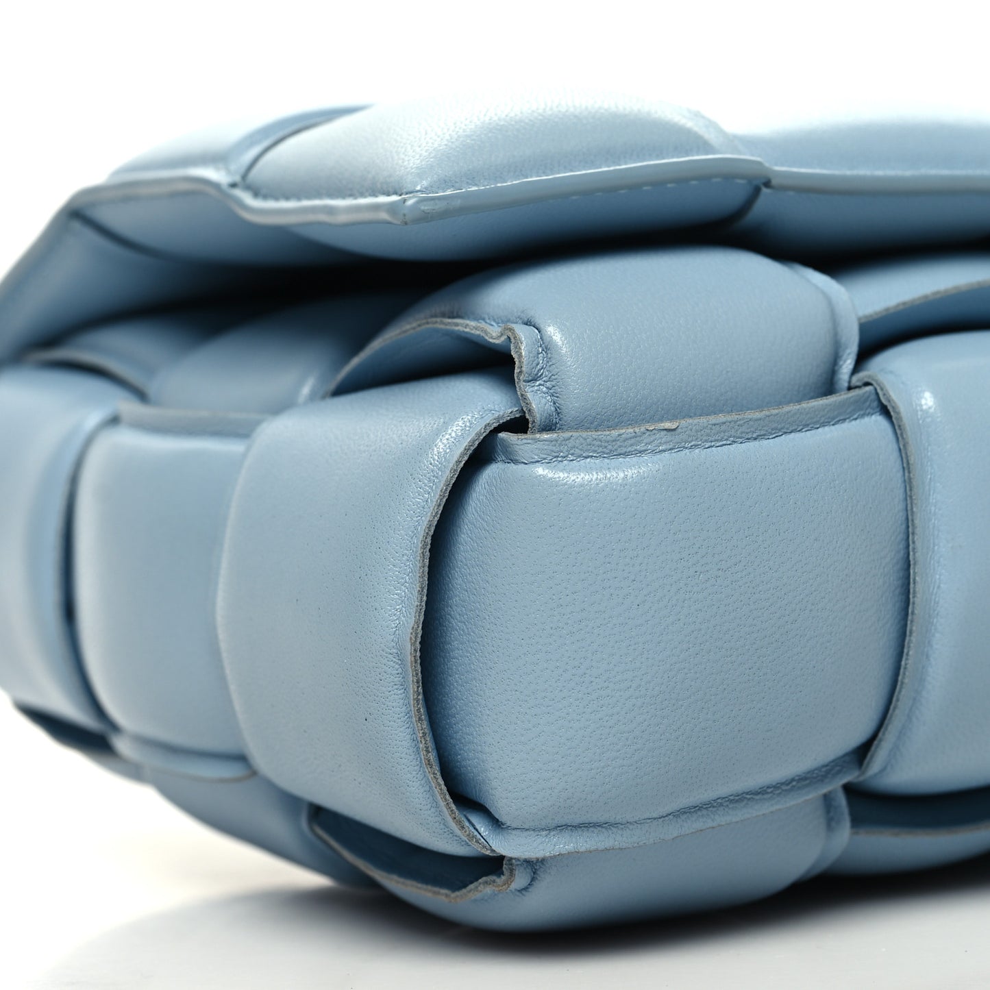 Nappa Maxi Intreccio Padded Cassette Crossbody Bag Ice