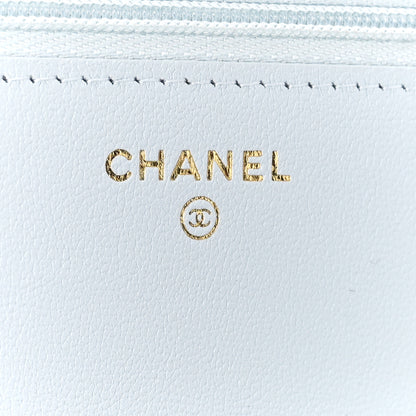 Chanel Caviar Quilted Sweetheart Wallet On Chain WOC Light Blue 6 of 12