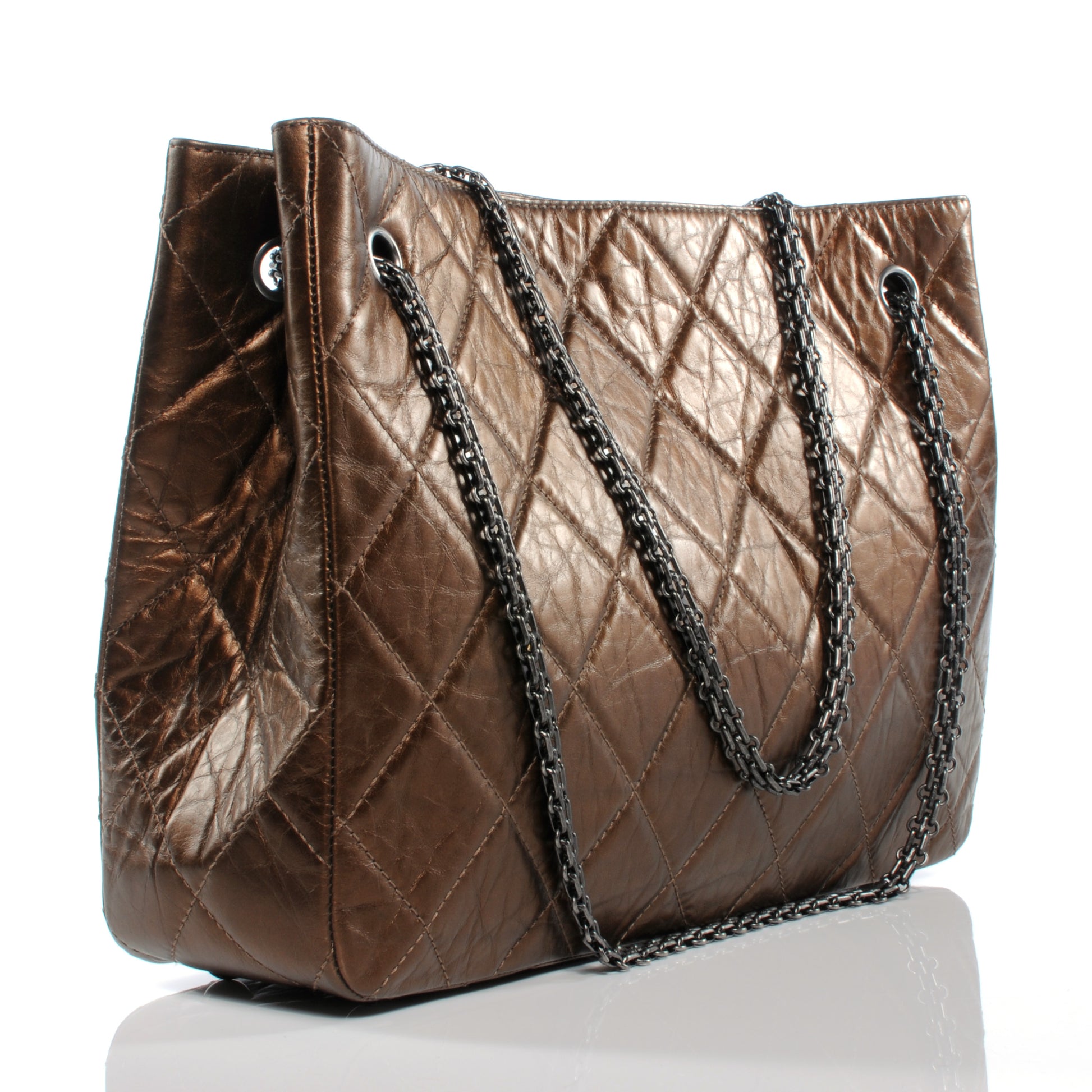 Chanel Aged Calfskin Reissue 2.55 Tote Bronze 3 of 9