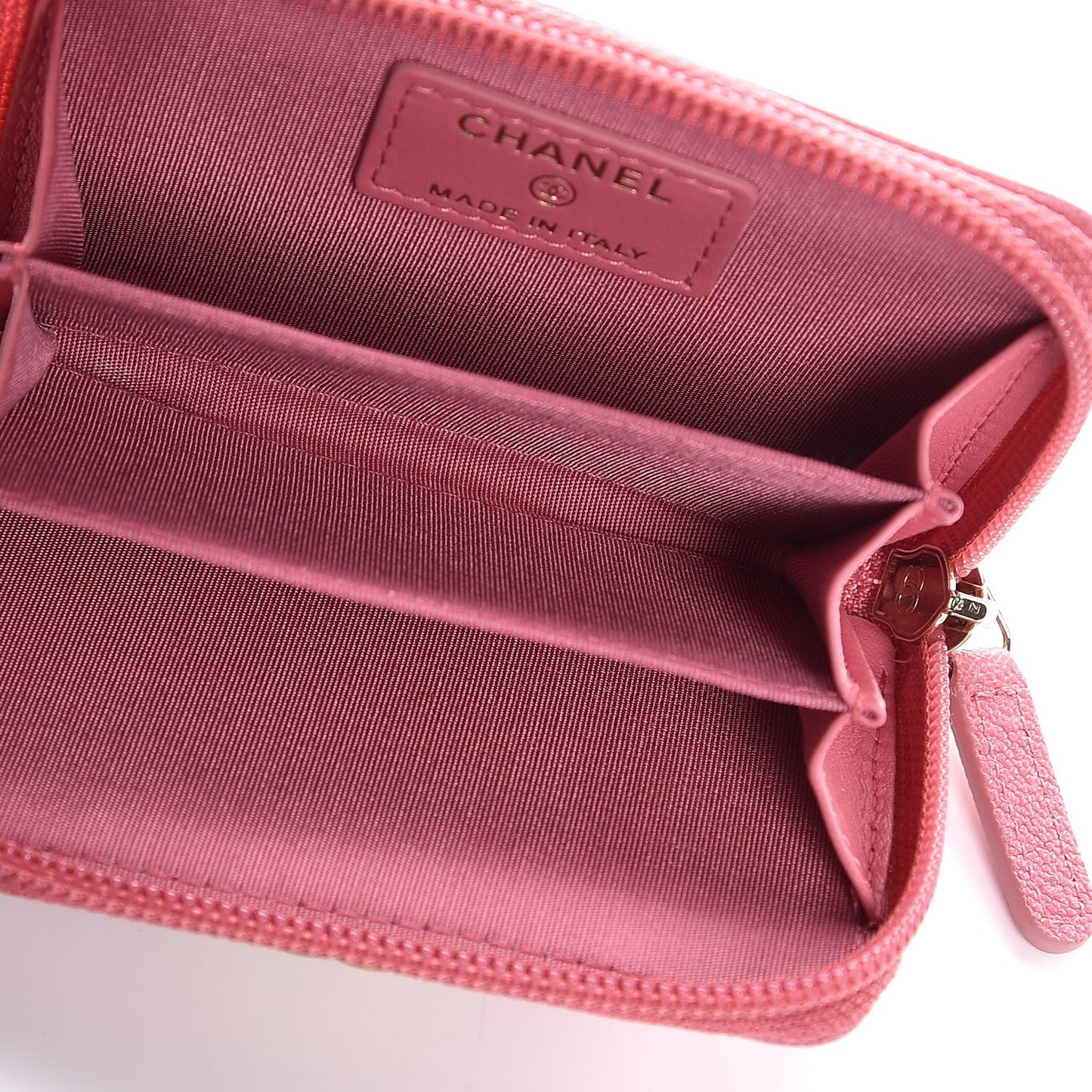 Caviar Chevron Zip Around Boy Coin Purse Wallet Dark Pink