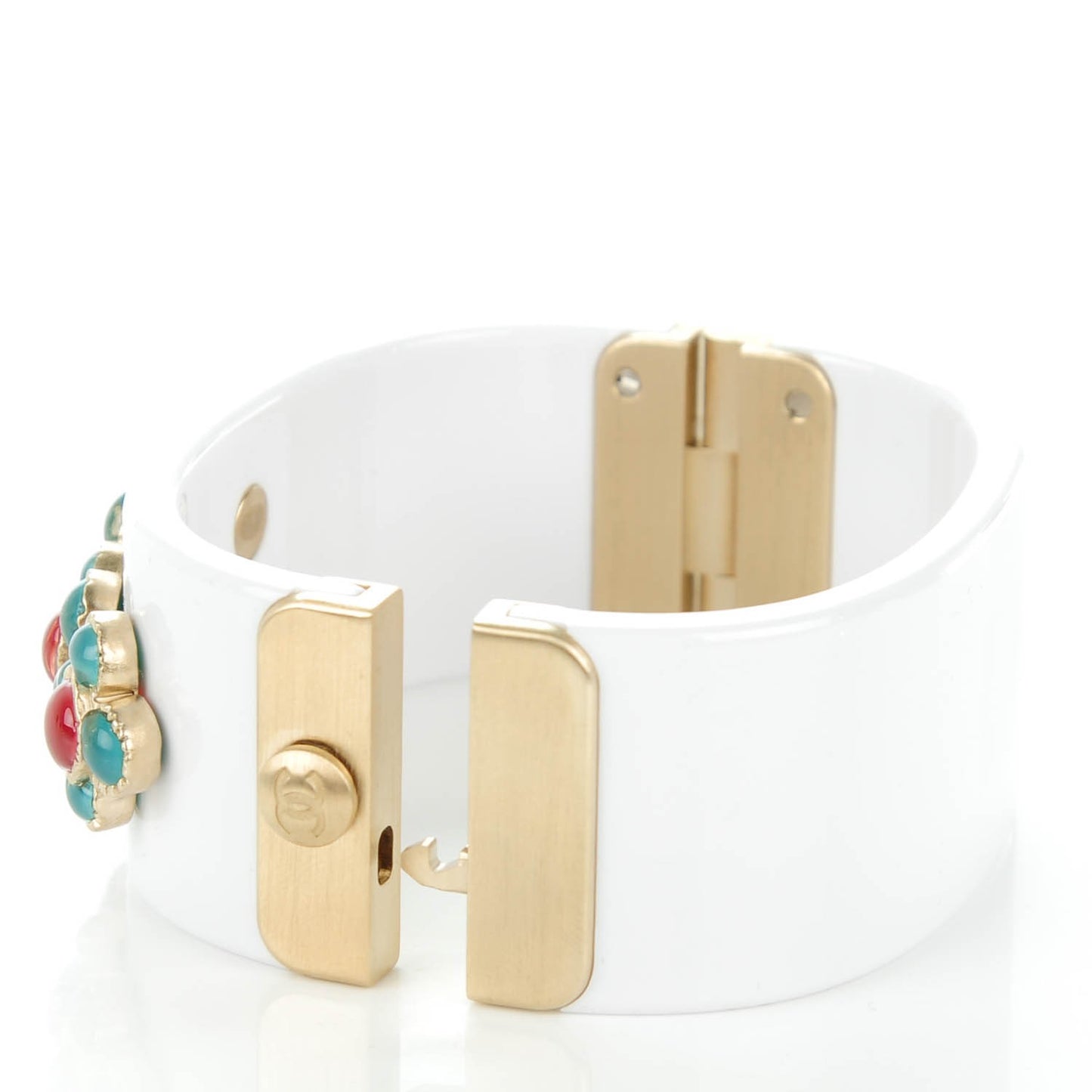 Resin Gripoix CC Bracelet White