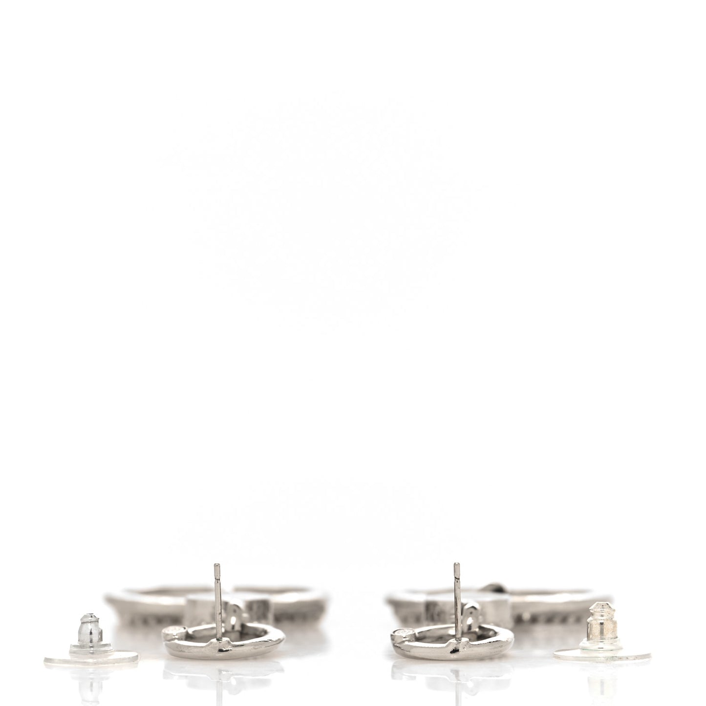 Crystal CC Circle Drop Earrings Silver