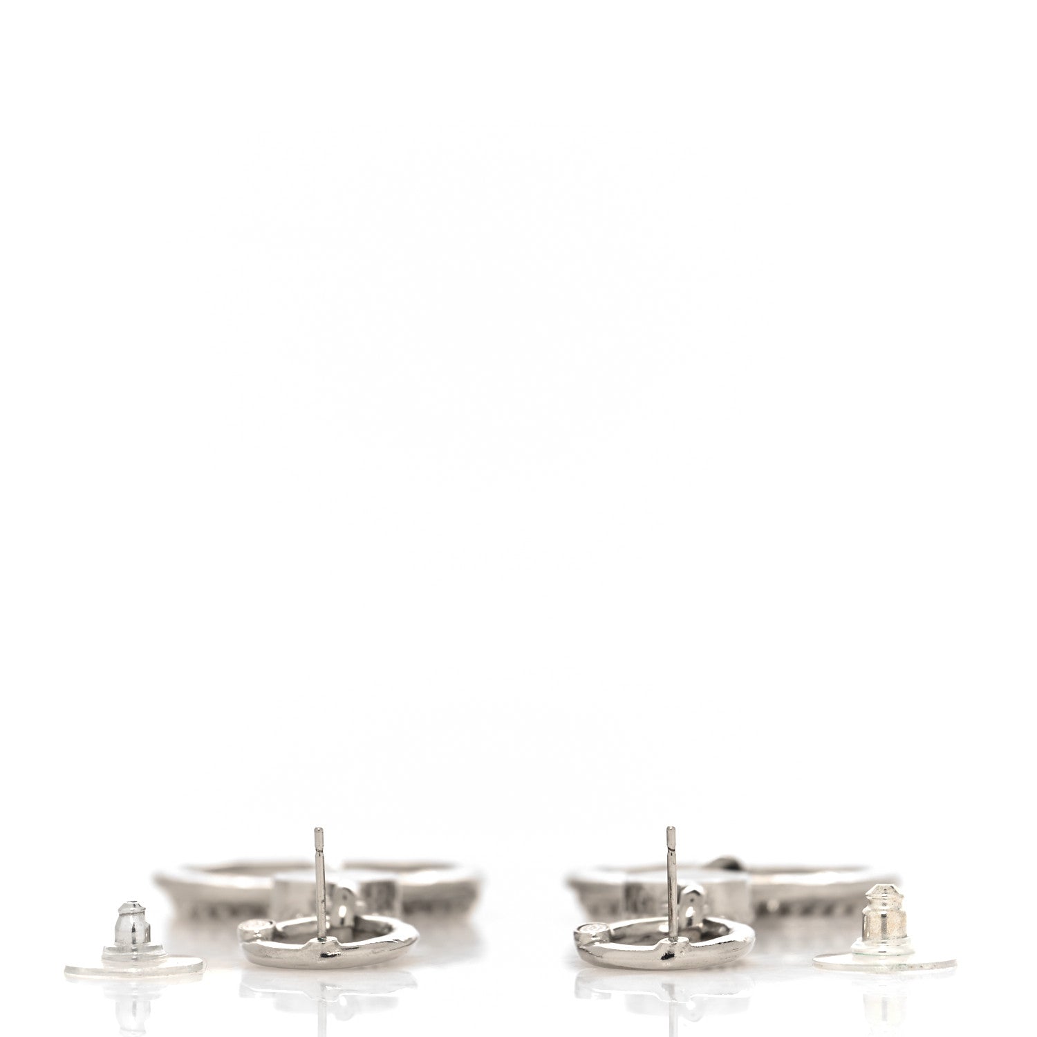 Chanel Crystal CC Circle Drop Earrings Silver 3 of 4