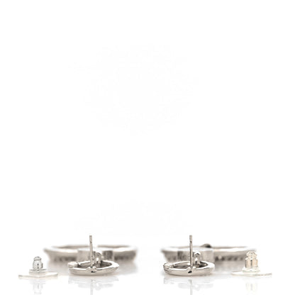 Chanel Crystal CC Circle Drop Earrings Silver 3 of 4