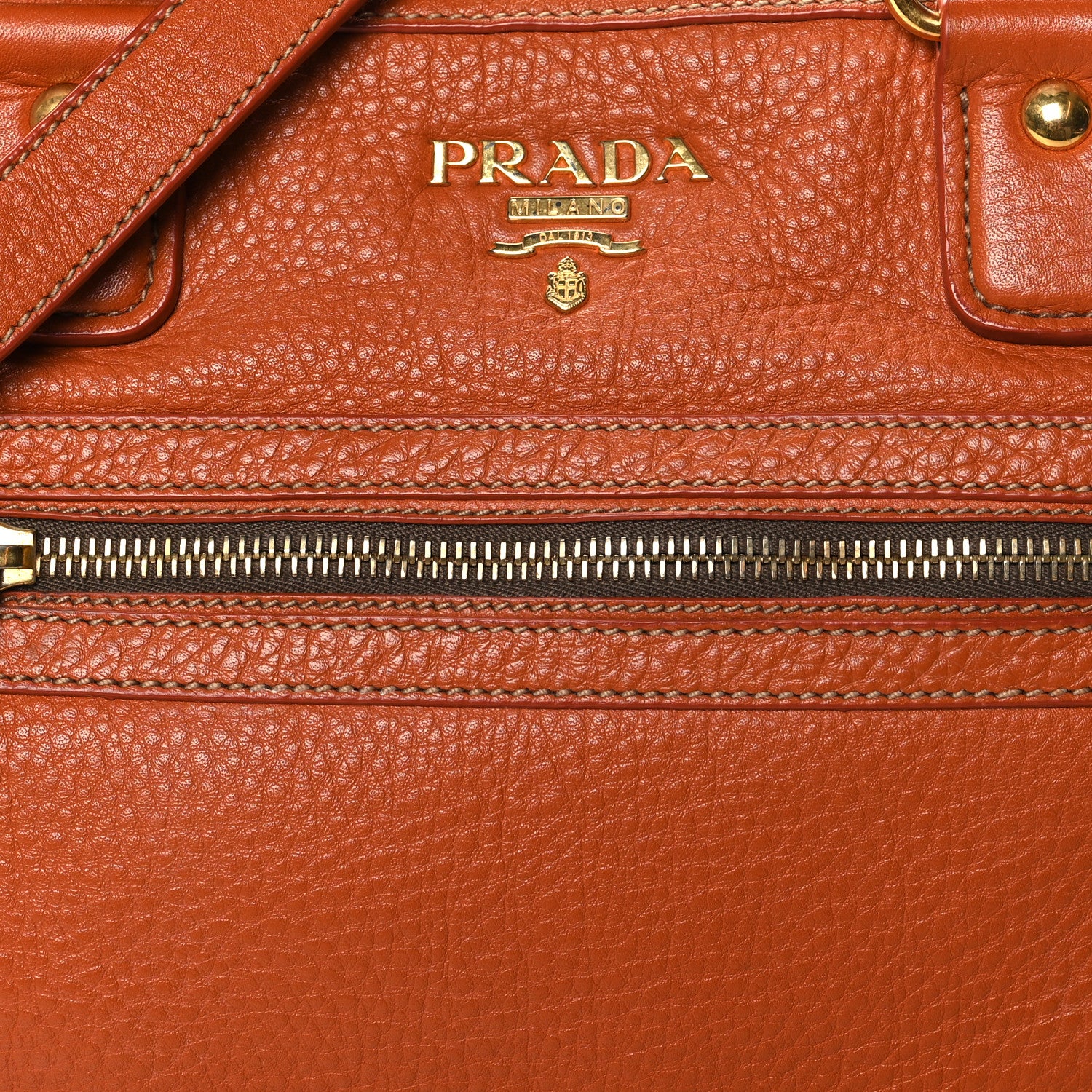 Prada Vitello Daino Shopping Satchel Rame 7 of 11