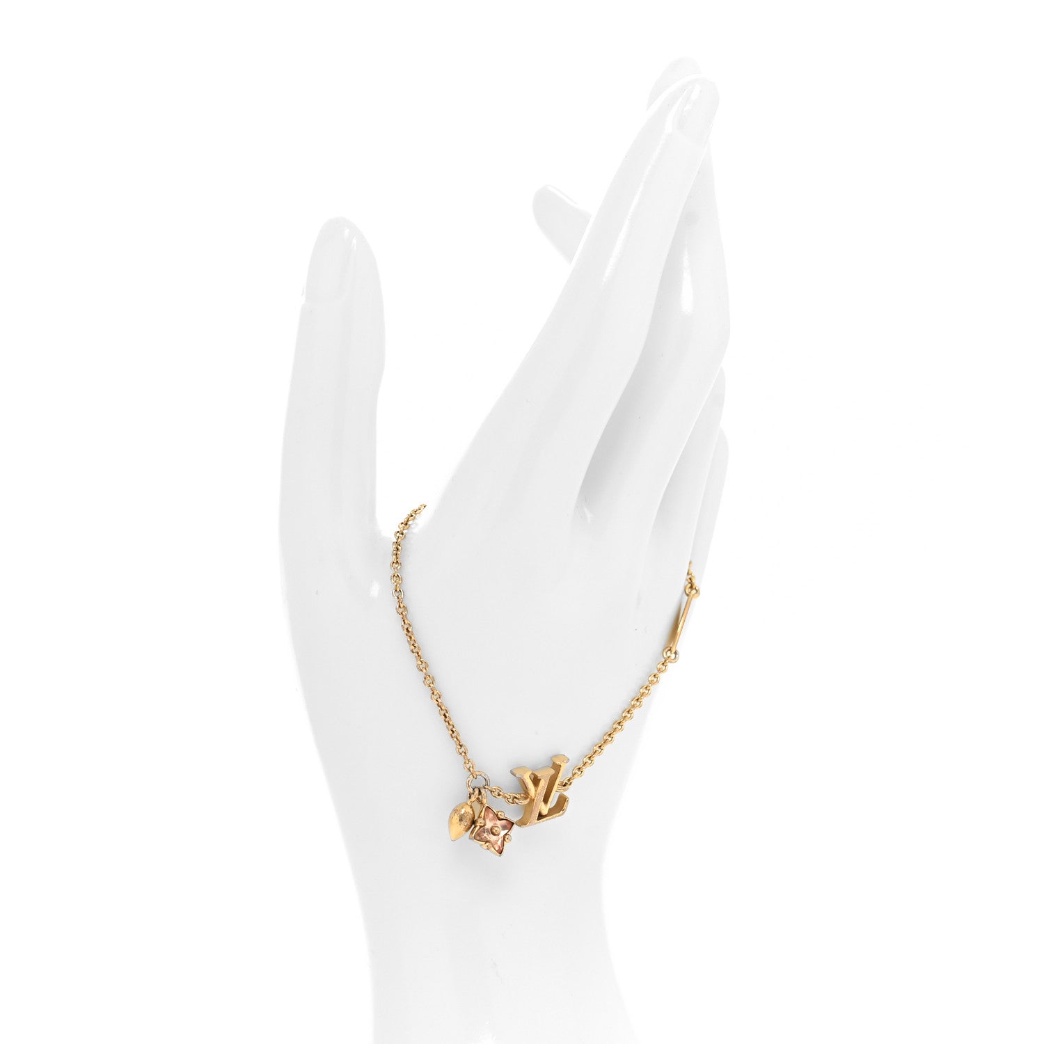 Louis Vuitton Metal Crystal Loulougram Bracelet Gold 2 of 6
