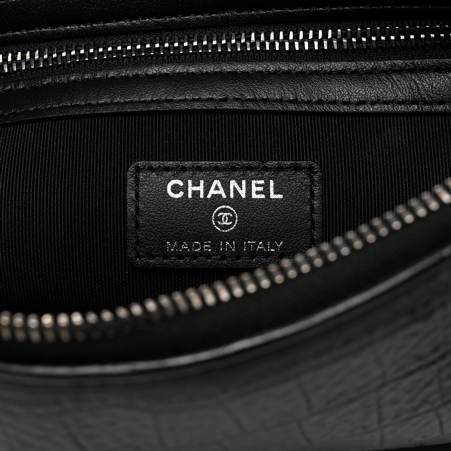 Chanel Calfskin Crocodile Embossed Quilted Medium Gabrielle Cosmetic Case Black 7 of 8