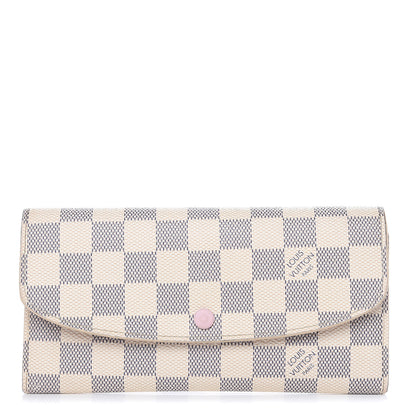 Louis Vuitton Damier Azur Emilie Wallet Rose Ballerine 1 of 14