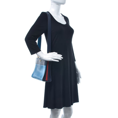 Prada City Calf Colorblock Bibliotheque Shoulder Bag Celeste Baltico 2 of 8