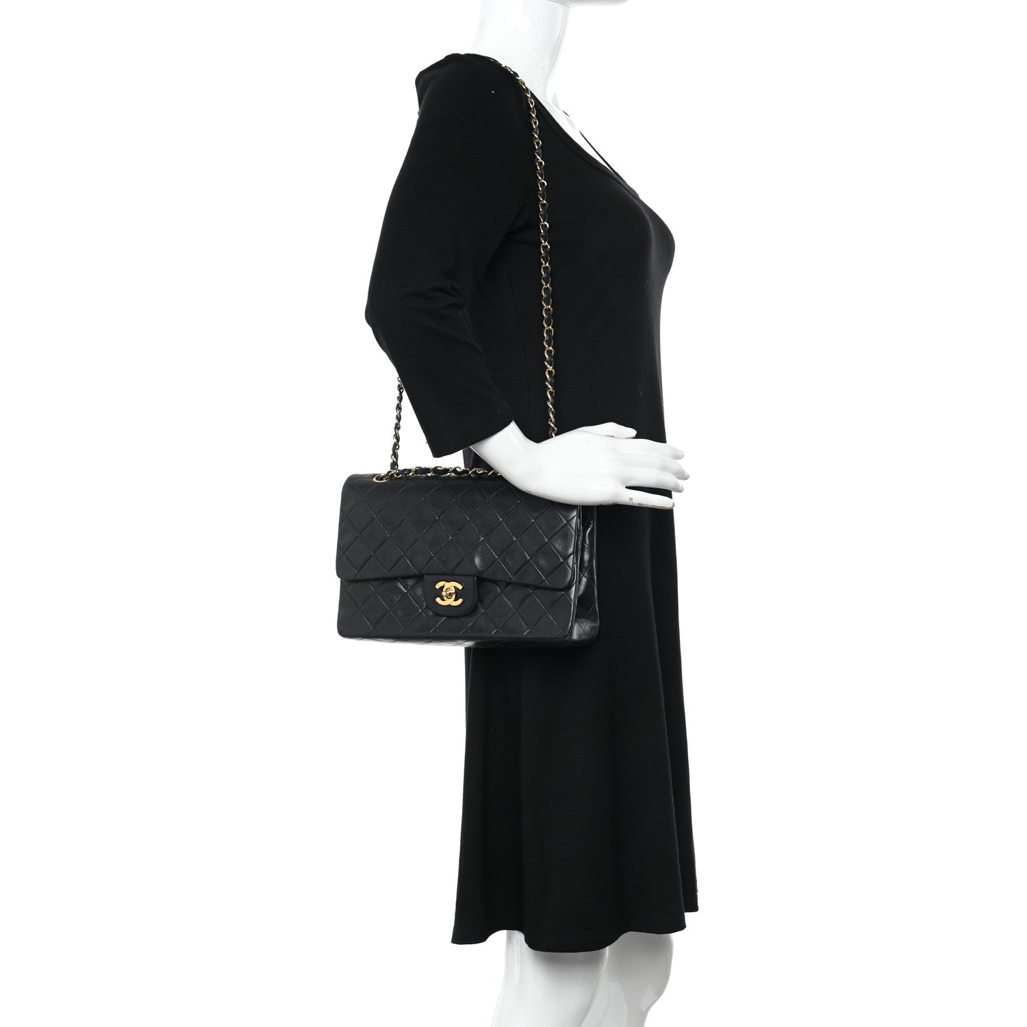 Chanel Lambskin Quilted Medium Double Flap Black 2 of 11