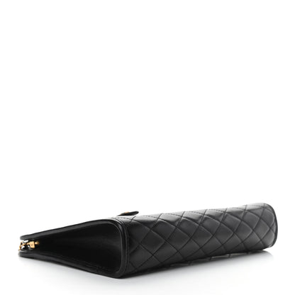 Saint Laurent Lambskin Quilted Monogram Baby Victoire Chain Clutch Bag Black 4 of 9