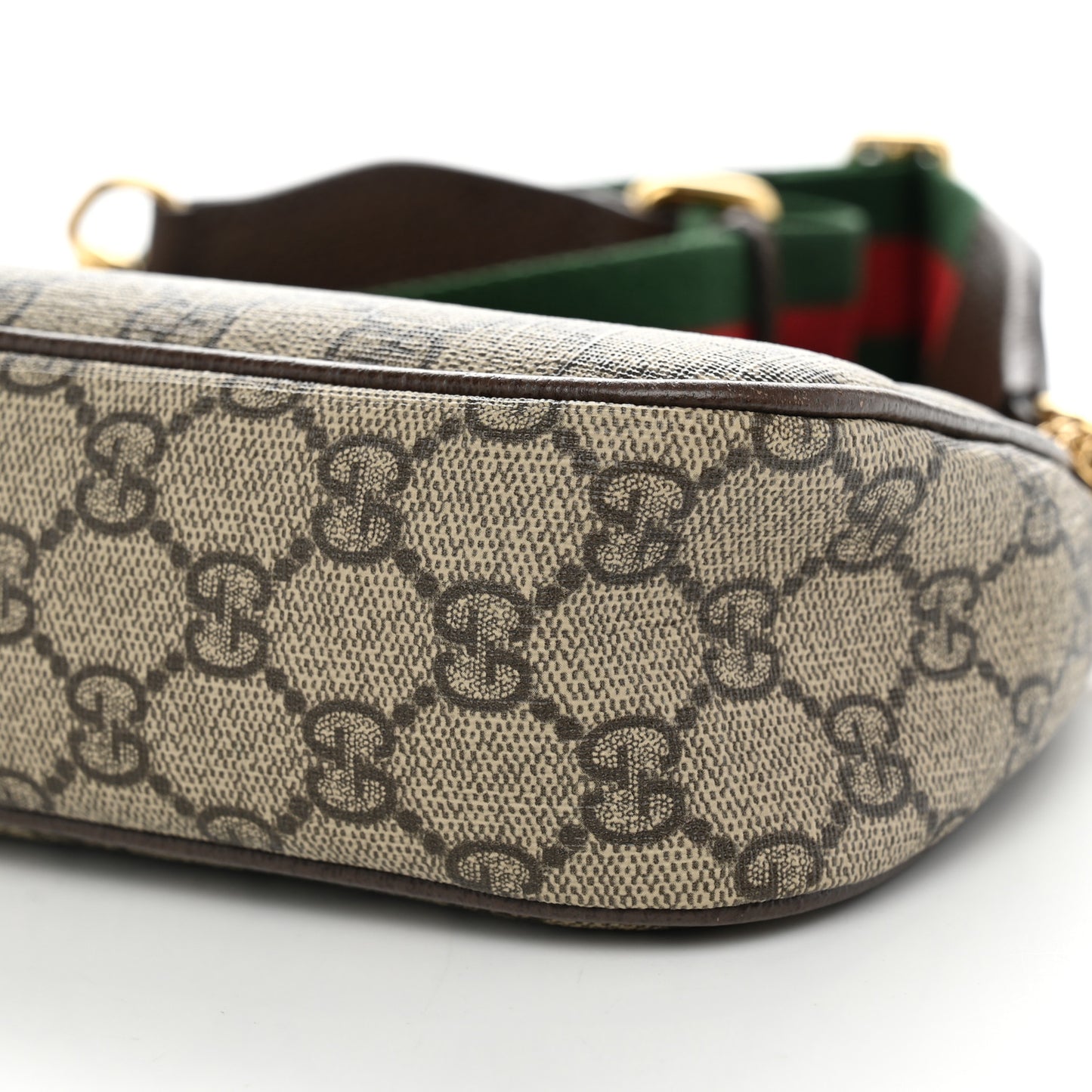GG Supreme Monogram Textured Dollar Calfskin Web Small Ophidia GG Handbag Beige Ebony New Acero
