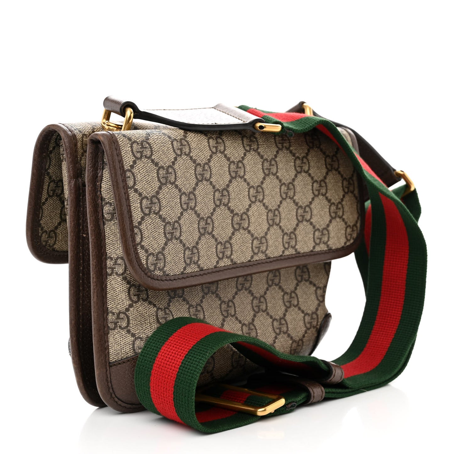 GG Supreme Monogram Web Small Neo Vintage Double Flap Messenger Bag Beige New Acero