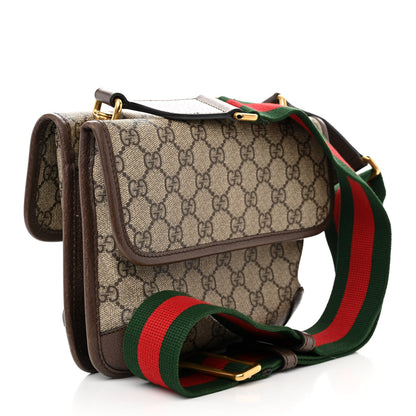 Gucci GG Supreme Monogram Web Small Neo Vintage Double Flap Messenger Bag Beige New Acero 3 of 16