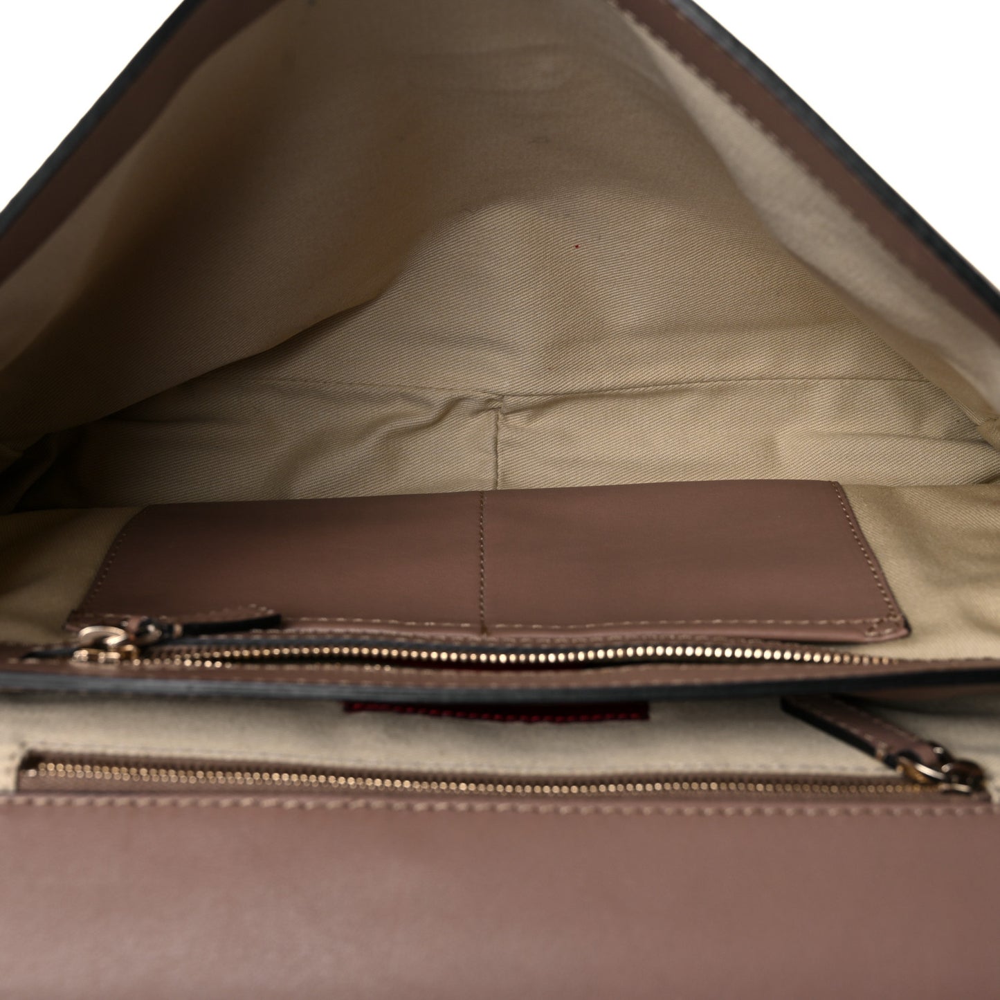 Vitello Rockstud Single Handle Flap Bag Beige