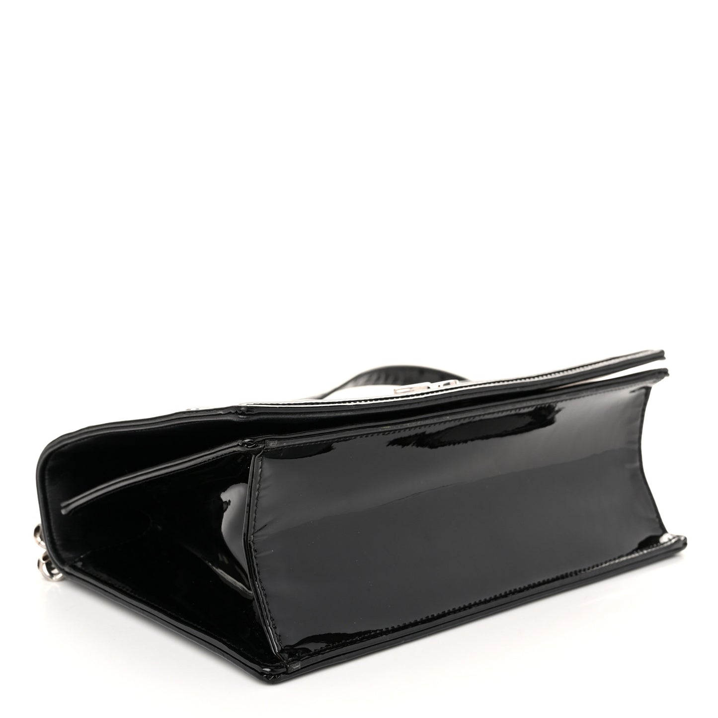 Patent Medium Diorama Flap Bag Black